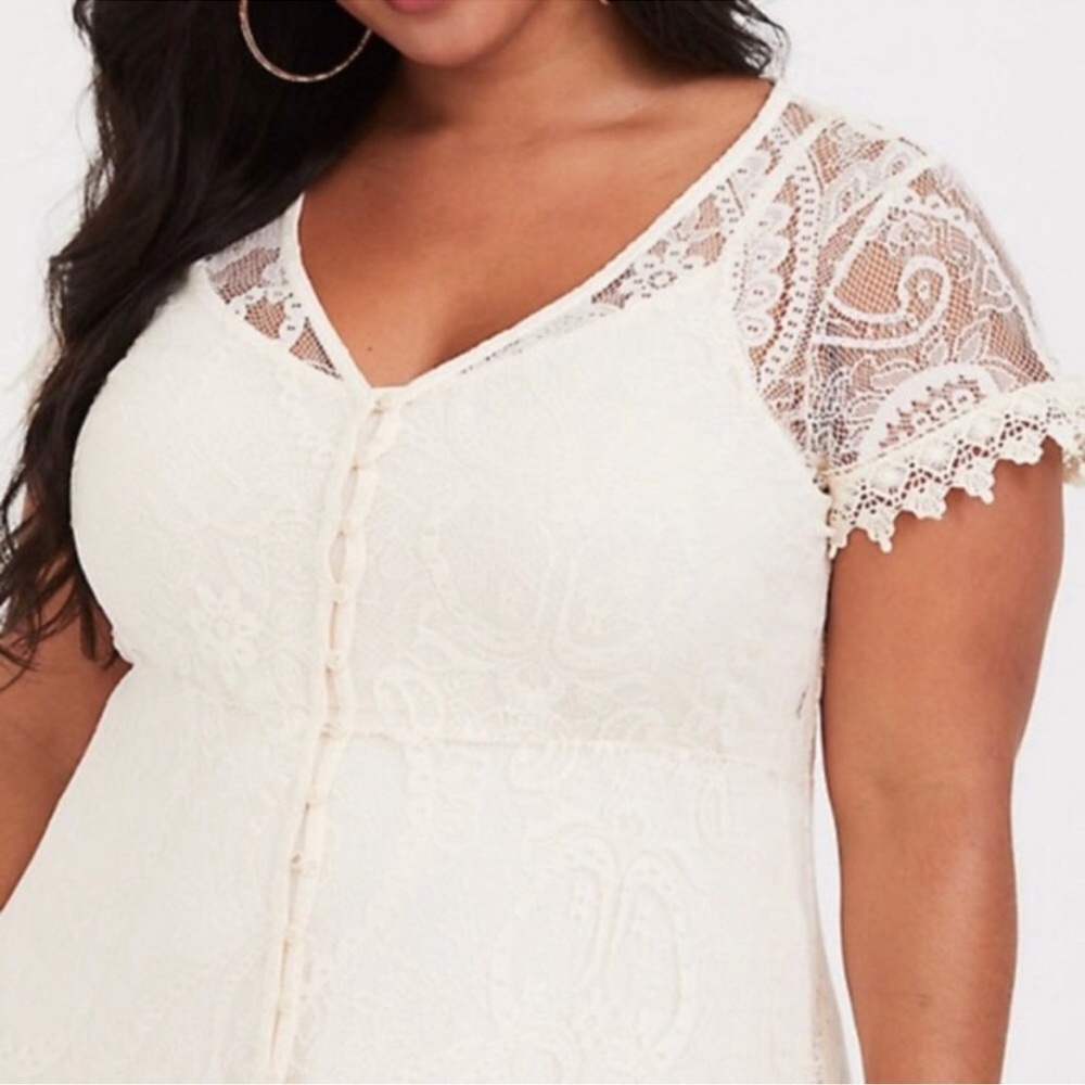 TORRID Ivory Lace Maxi Button Front Lined Dress Boho Plus size 4 - Picture 3 of 14